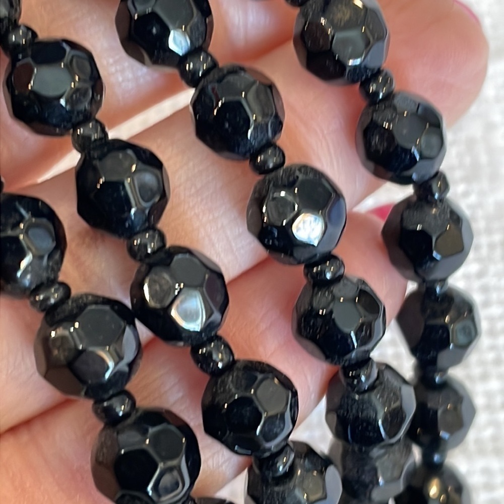 💐5/25 double strand faceted acrylic black and seed beads - Picture 4 of 6